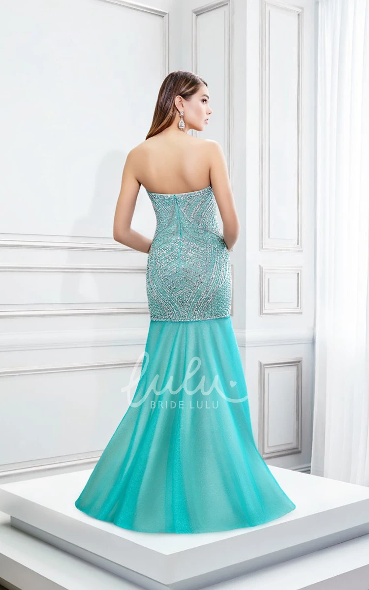 Sweetheart Mermaid Beaded Tulle Prom Dress Sleeveless Flowy Modern