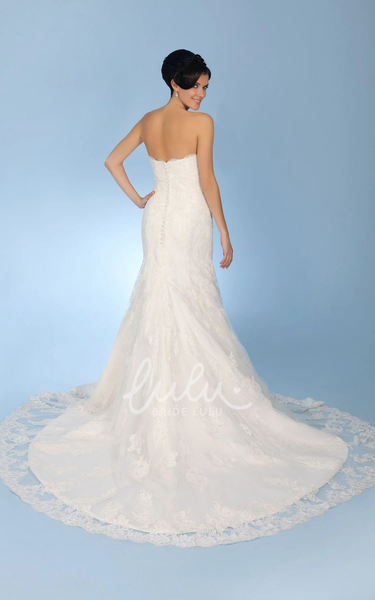 Appliqued Lace Wedding Dress with Backless Style and Pleats Trumpet Sleeveless Floor-Length