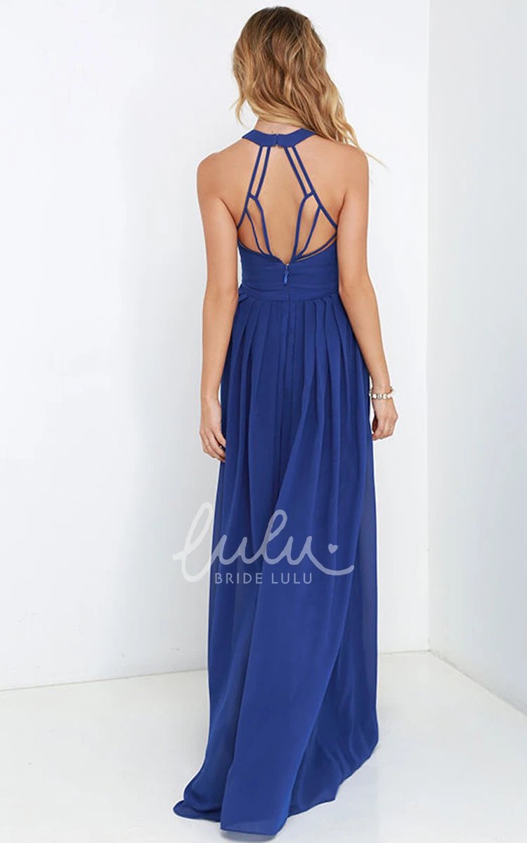 Strappy Back Empire Long Dress in A-Line Style