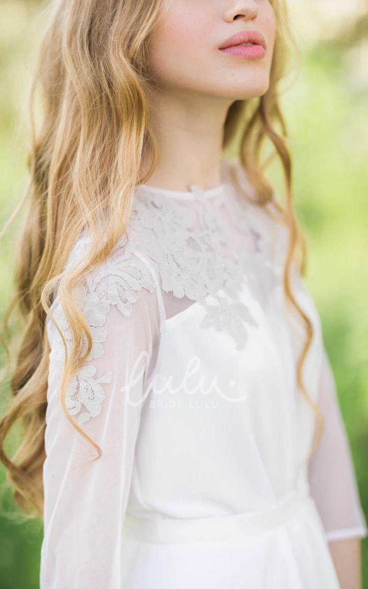 Lace Wedding Dress with Button Appliques and Sleeves