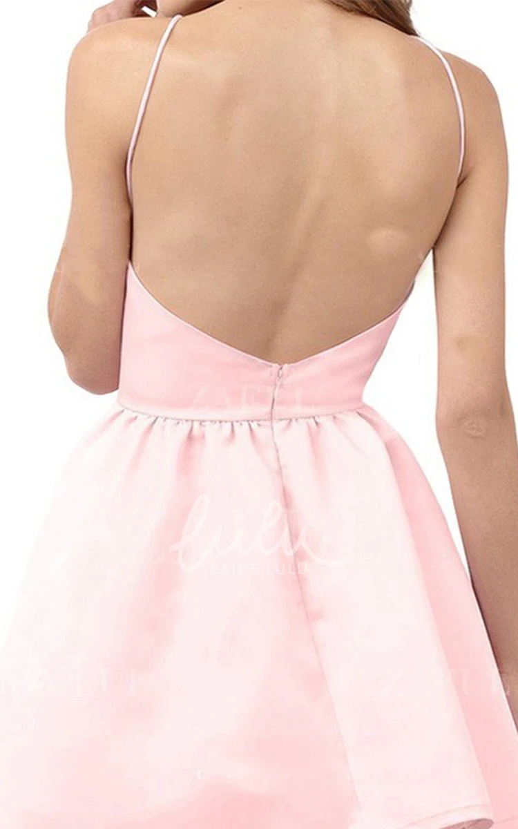 Ruched A-line Short Homecoming Dress with Halter Neckline and Sleeveless Design