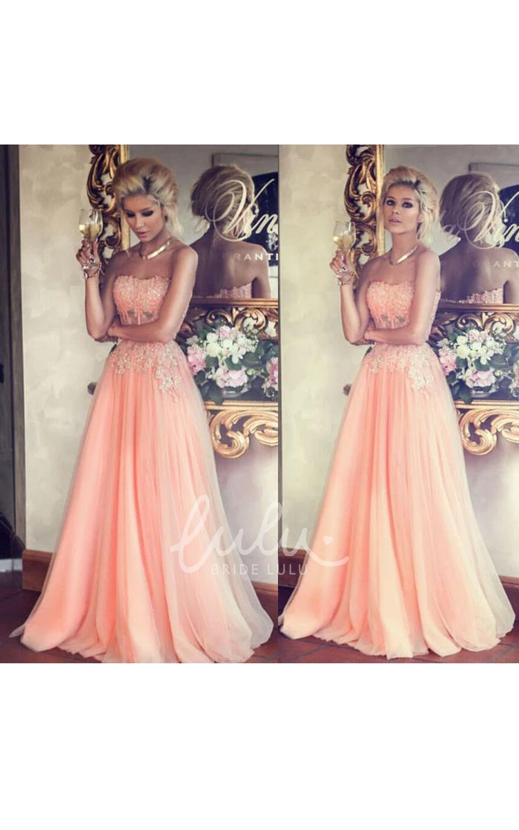 Sleeveless Sweetheart Applique Tulle Lace Formal Dress