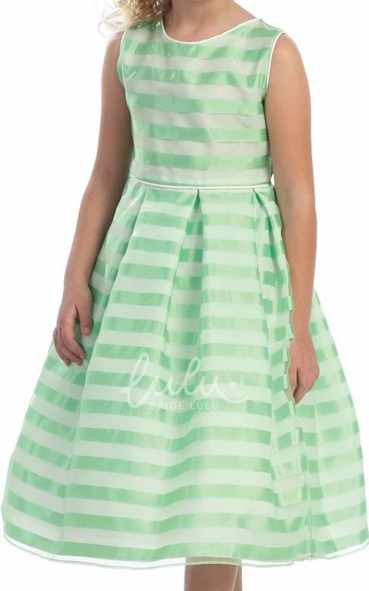 Sleeveless Pleated Organza Flower Girl Dress Tea-Length