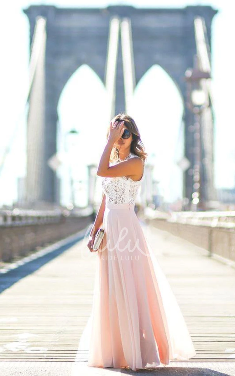 Sleeveless Lace Chiffon Prom Dress with Sweetheart Neckline