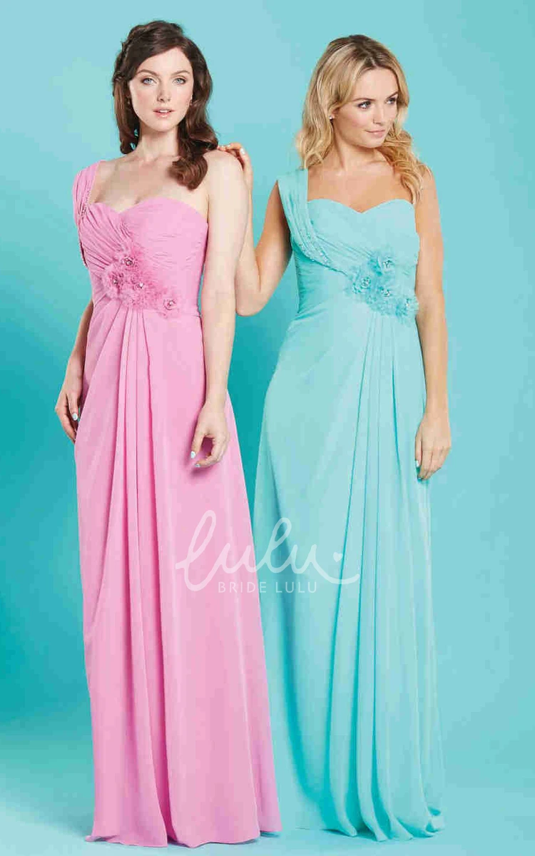 One-Shoulder Criss-Cross Maxi Chiffon Bridesmaid Dress