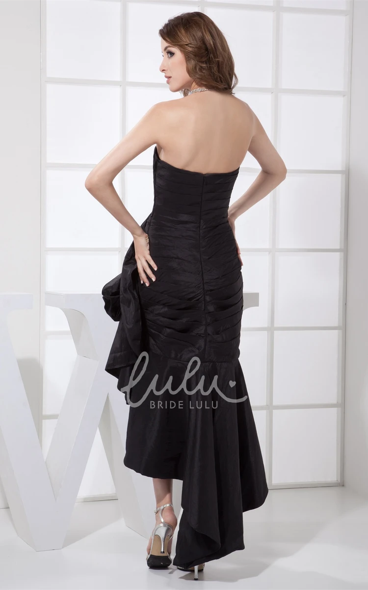 Sweetheart Taffeta Dress with Ruched Asymmetrical Design and Front Slit Classy Party Dress