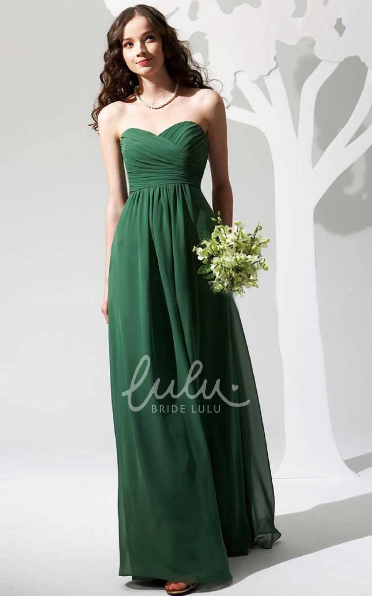 A-Line Chiffon Bridesmaid Dress with Ruching Simple Sweetheart Dress