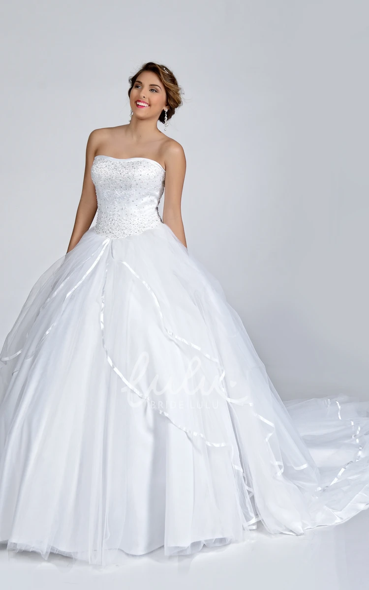 Ball Gown Organza Lace-Up Back Sequined Wedding Dress