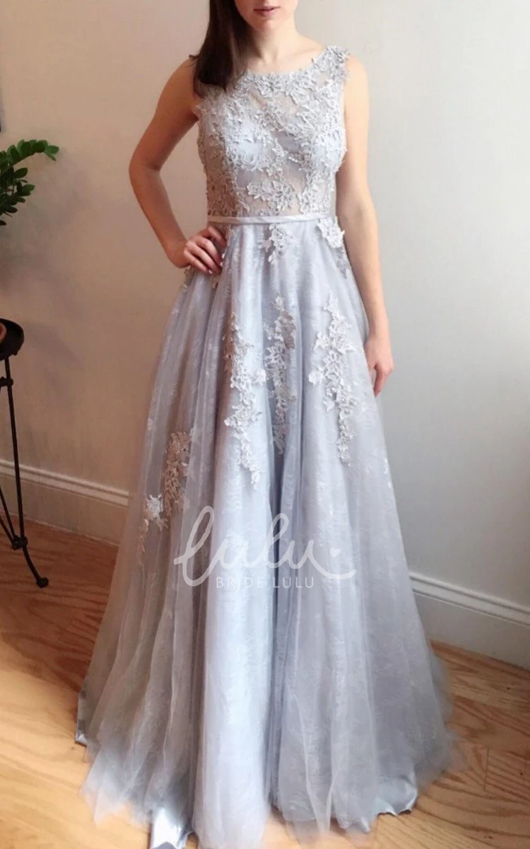 Blue Gray Lace Bridesmaid Dress Romantic and Unique Bridal Gown