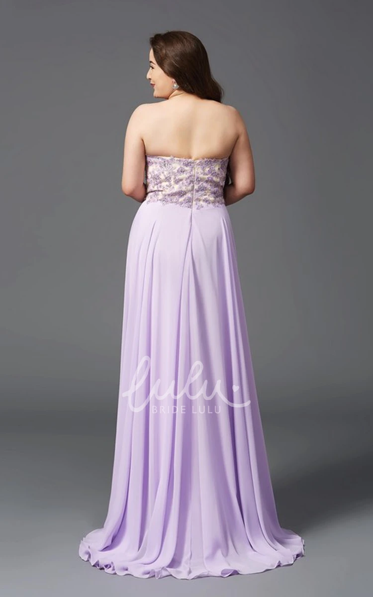 Appliqued Chiffon A-line Backless Prom Dress with Sweetheart Neckline