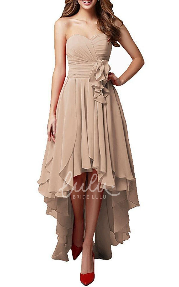 Layered Skirt High Low Bridesmaid Dress with Sweetheart Neckline
