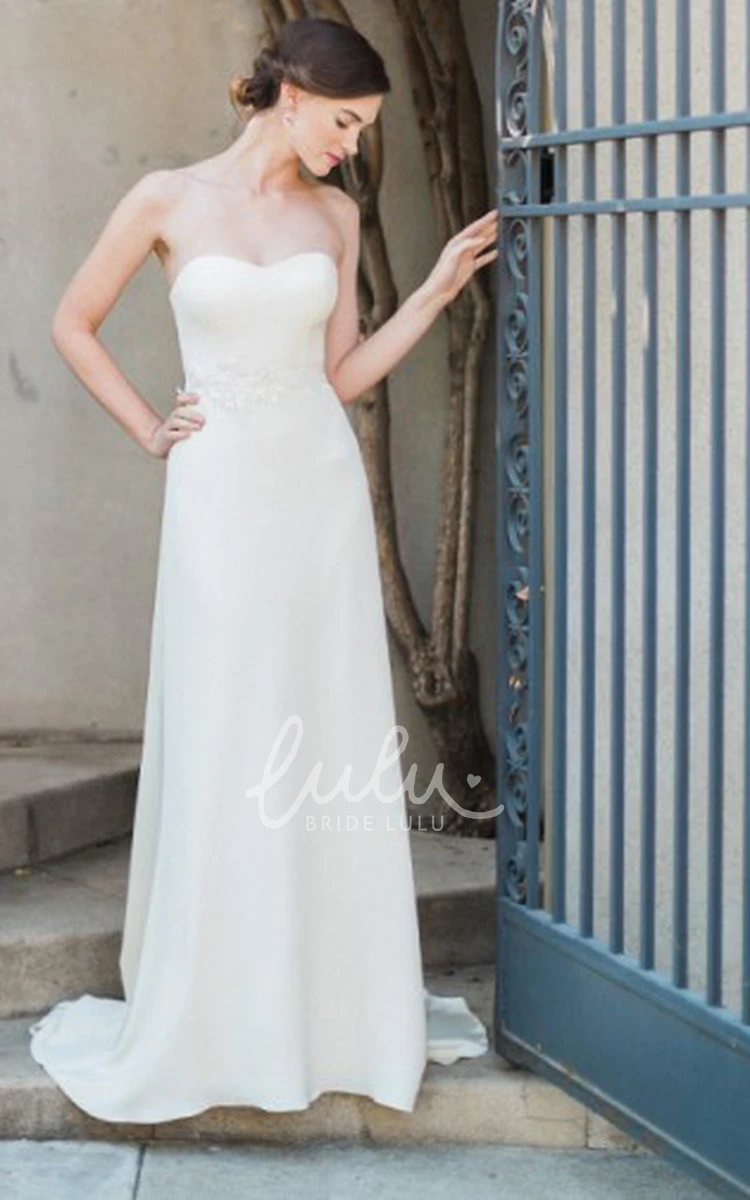 Satin Strapless Sheath Wedding Dress with Long Sleeves