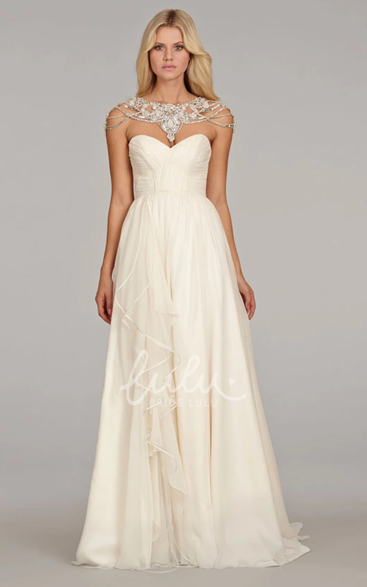 Cascading Ruffle Long Gown with Sweetheart Neckline