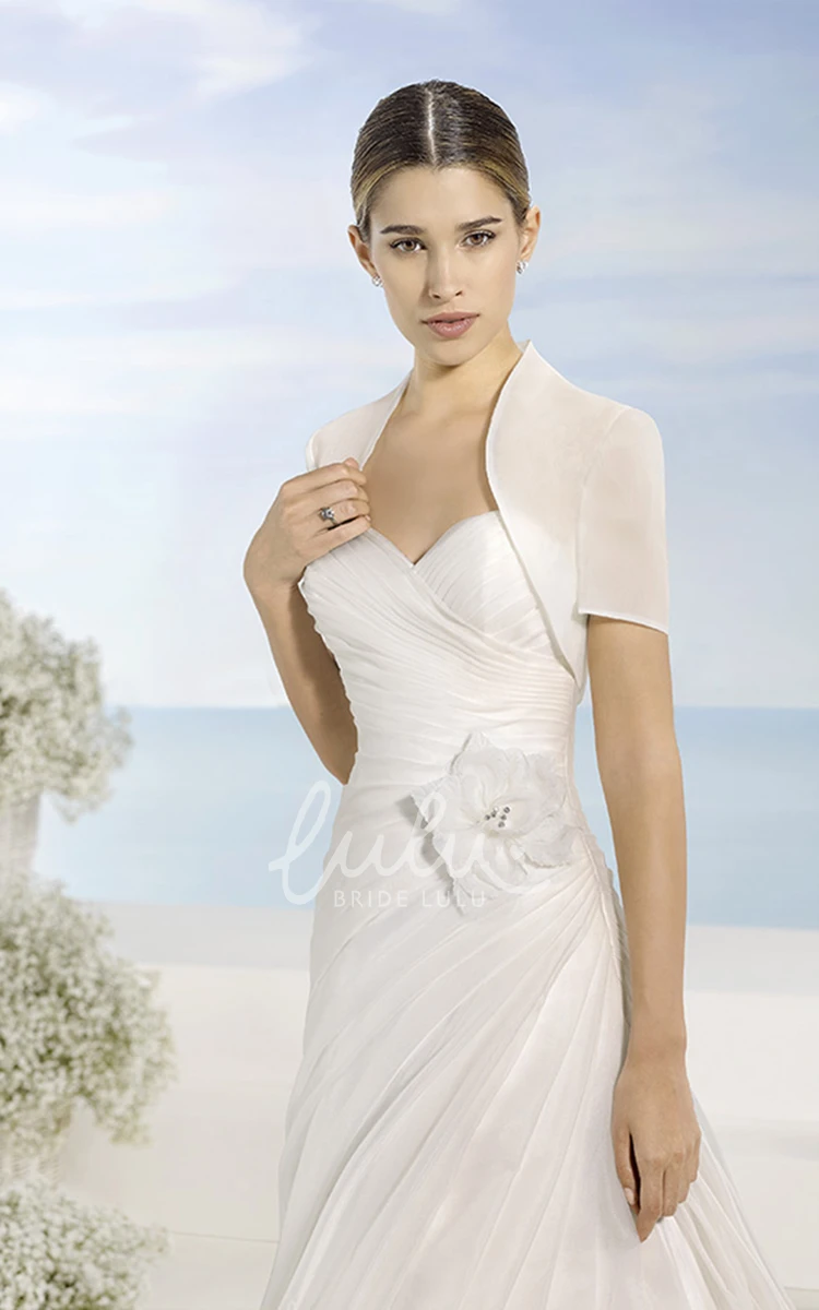 Organza A-Line Wedding Dress with Sweetheart and Cape