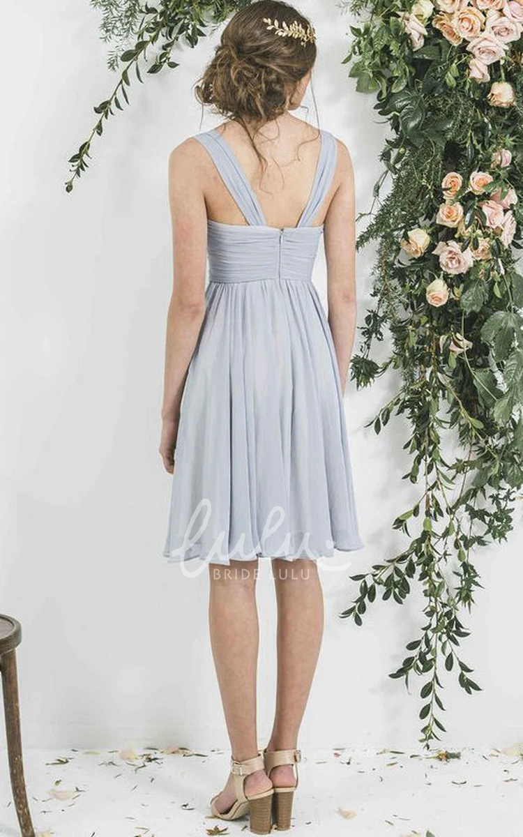 Mini Pleated Sleeveless Bridesmaid Dress with Straps