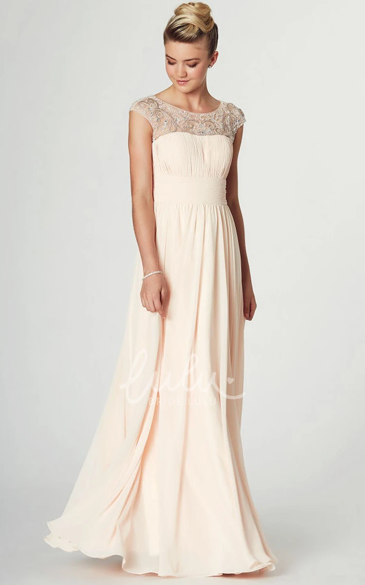 Chiffon Sleeveless Prom Dress with Beading and Pleats Classy Evening Dress for Women