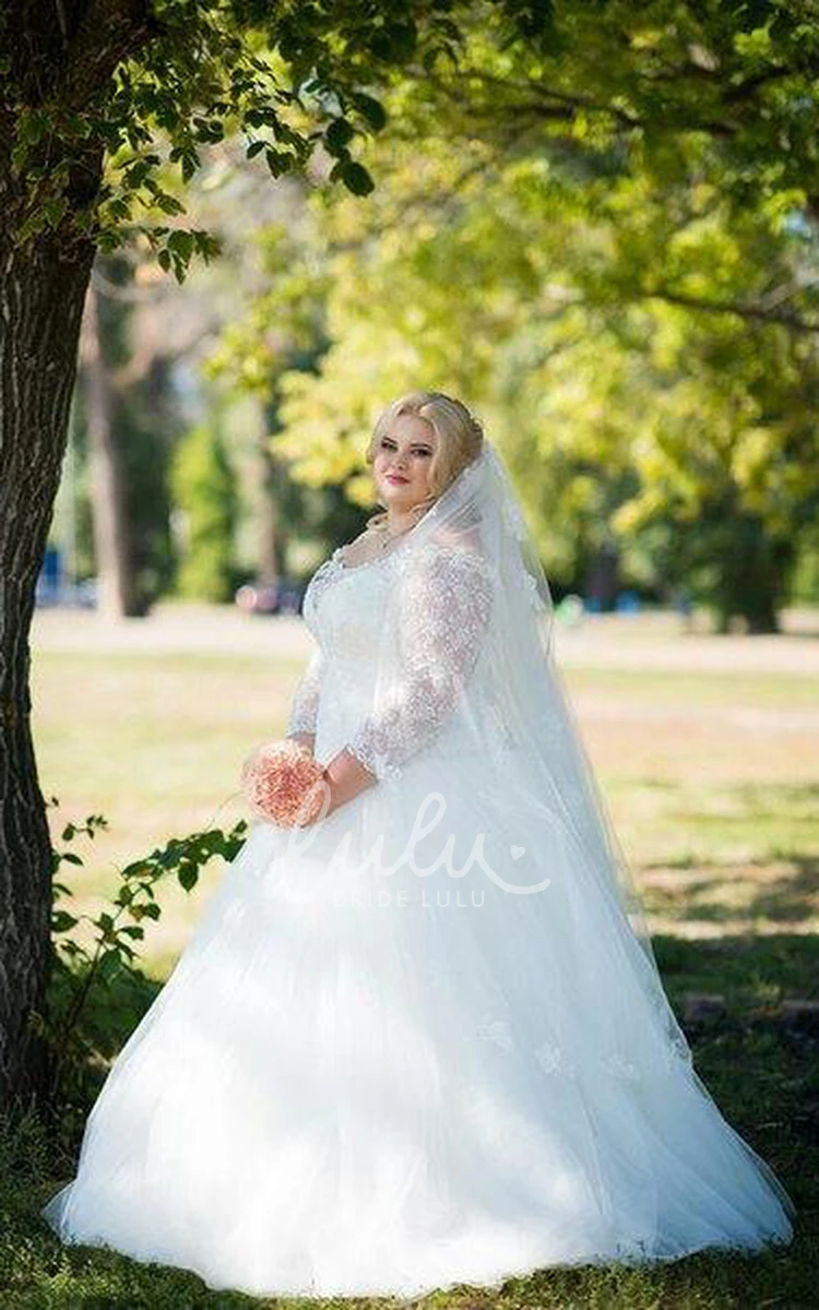 Off Shoulder Tulle Lace A-Line Plus Size Wedding Dress Elegant 2024 Women's Bridal Gown