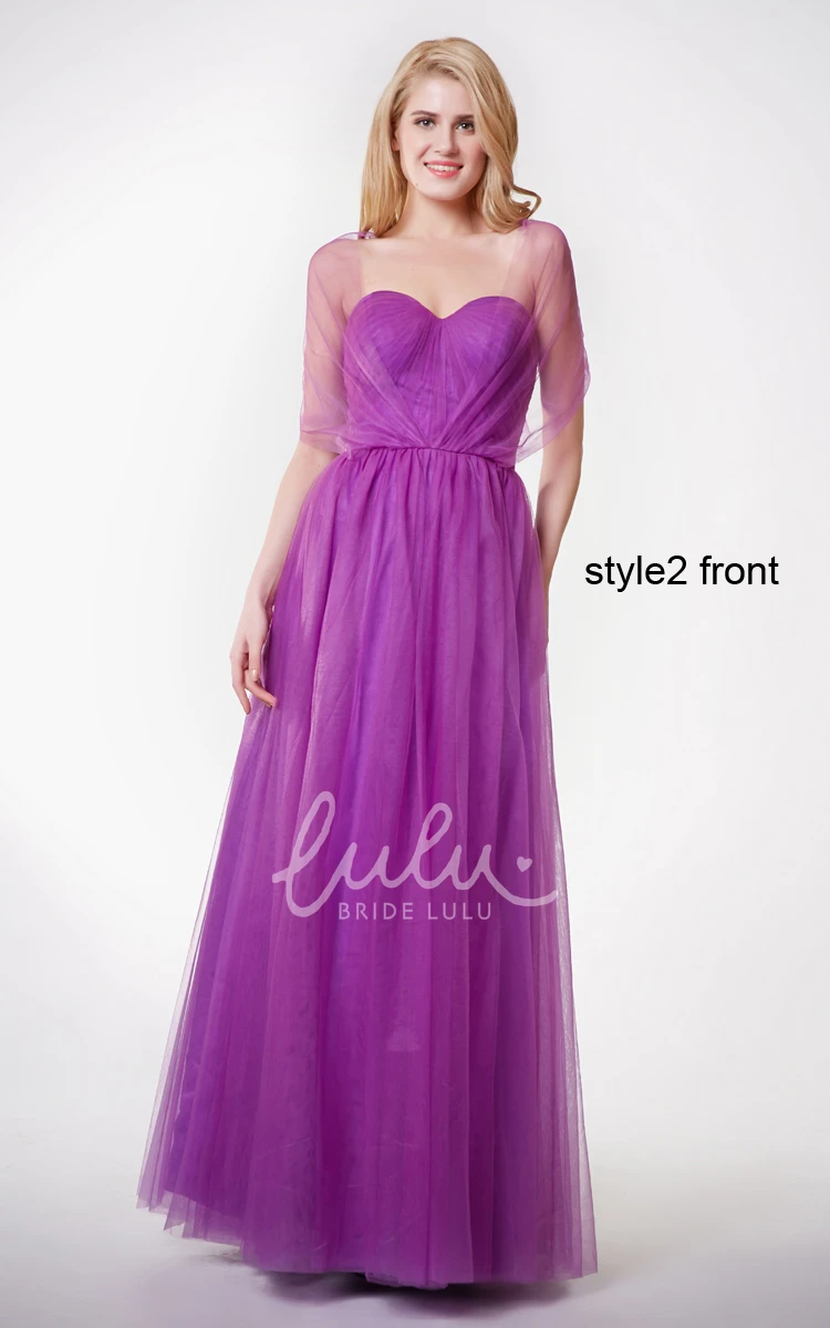 Sleeveless Tulle Prom Dress with Pleats and Convertible Straps A-line