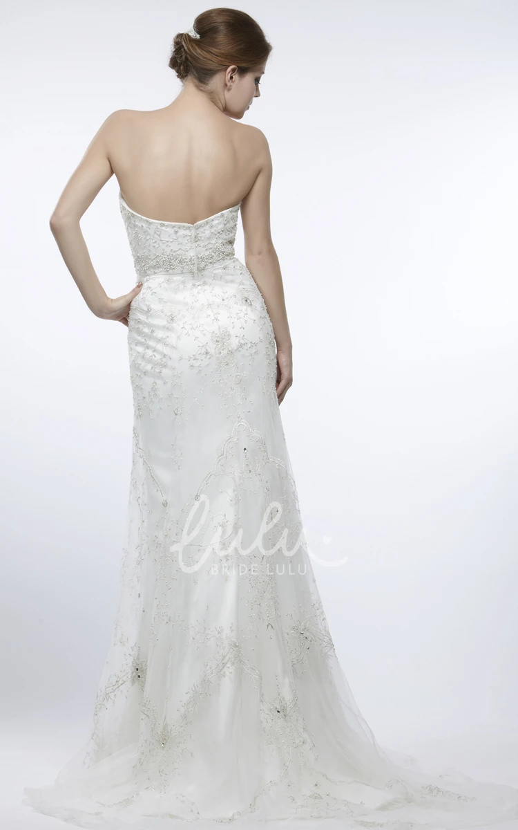 Sweetheart Lace Appliqued A-Line Wedding Dress Simple Bridal Gown