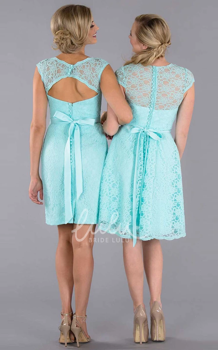 Cap Sleeve Lace Bridesmaid Dress with Keyhole Elegant Bridesmaid Dress