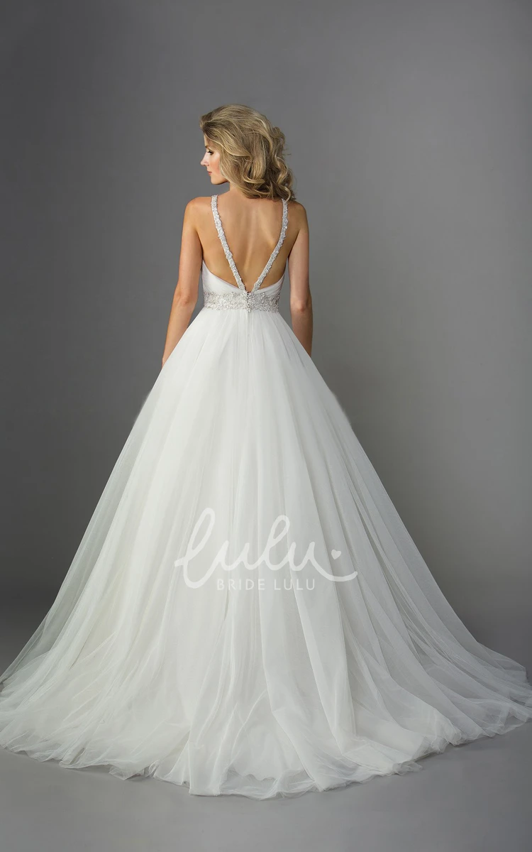 Shining Beaded Halter Ballgown Wedding Dress with Ruches