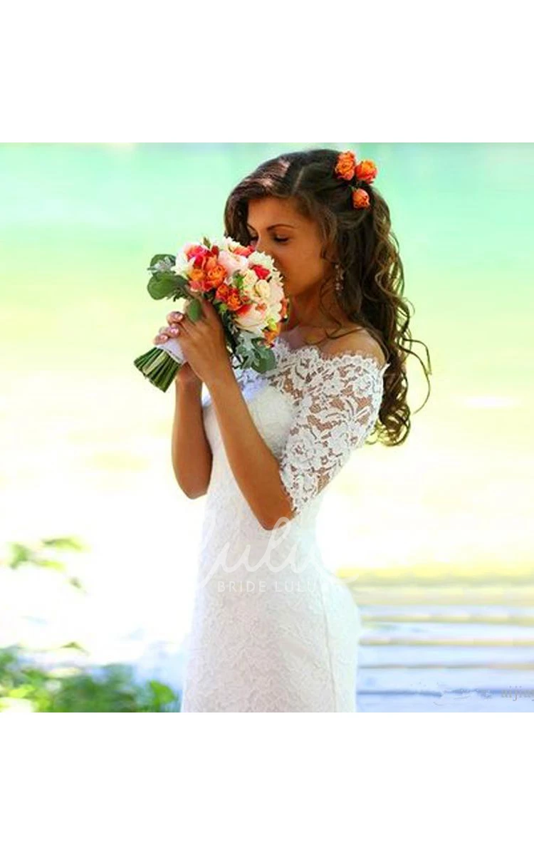 Modern Off-the-shoulder Half-sleeve Mermaid Spring Wedding Dress With Lace