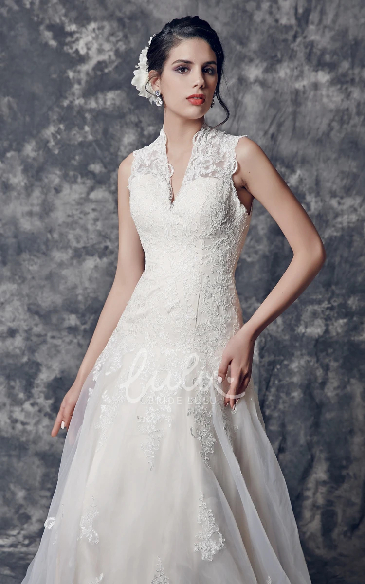 A-line Long Lace Wedding Dress with Cap Sleeves Wedding Dress