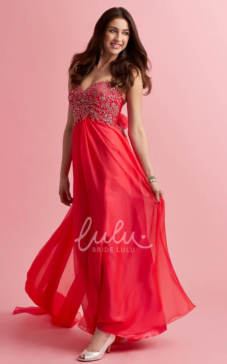 A-Line Backless Beaded Sweetheart Chiffon Maxi Dress