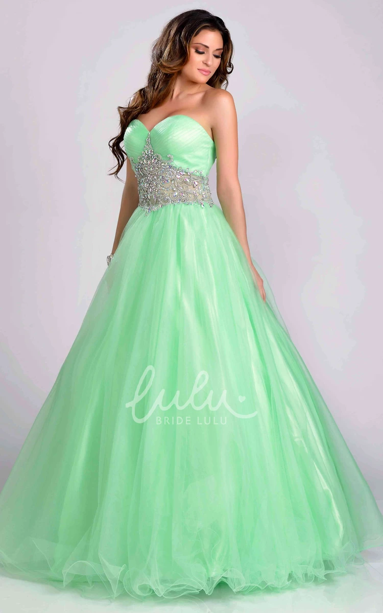 A-Line Tulle Sweetheart Prom Dress with Crystal Detailed Waist Modern Prom Dress for Women