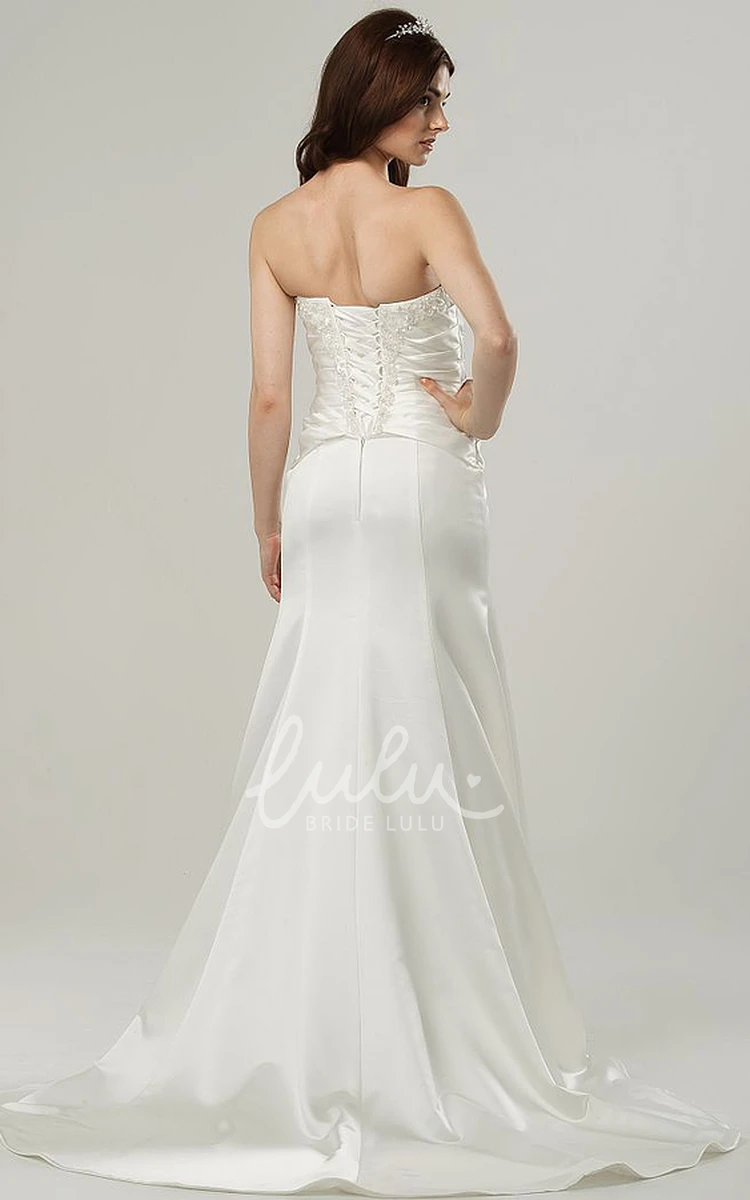 Sweetheart Satin Wedding Dress with Ruching and Sweep Train Elegant Bridal Gown