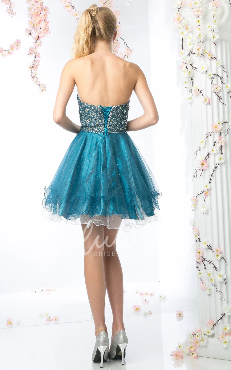 A-Line Backless Short Dress with Beading and Ruffles Bridesmaid Dress