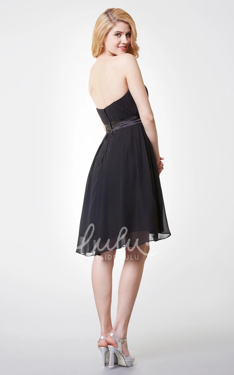 High-low Chiffon Bridesmaid Dress with Pleats Sweetheart & Flowy