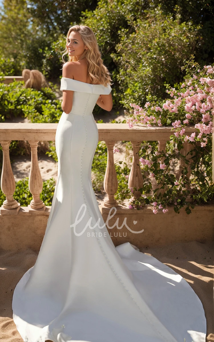 Sexy Modern Mermaid Off the Shoulder Strapless Sleeveless Wedding Dress Gorgeous Western Satin Vow Renewal Fit and Flare Bridal Gown