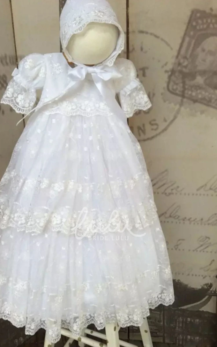 Romantic Layered Lace Christening Dress for Baby Girls