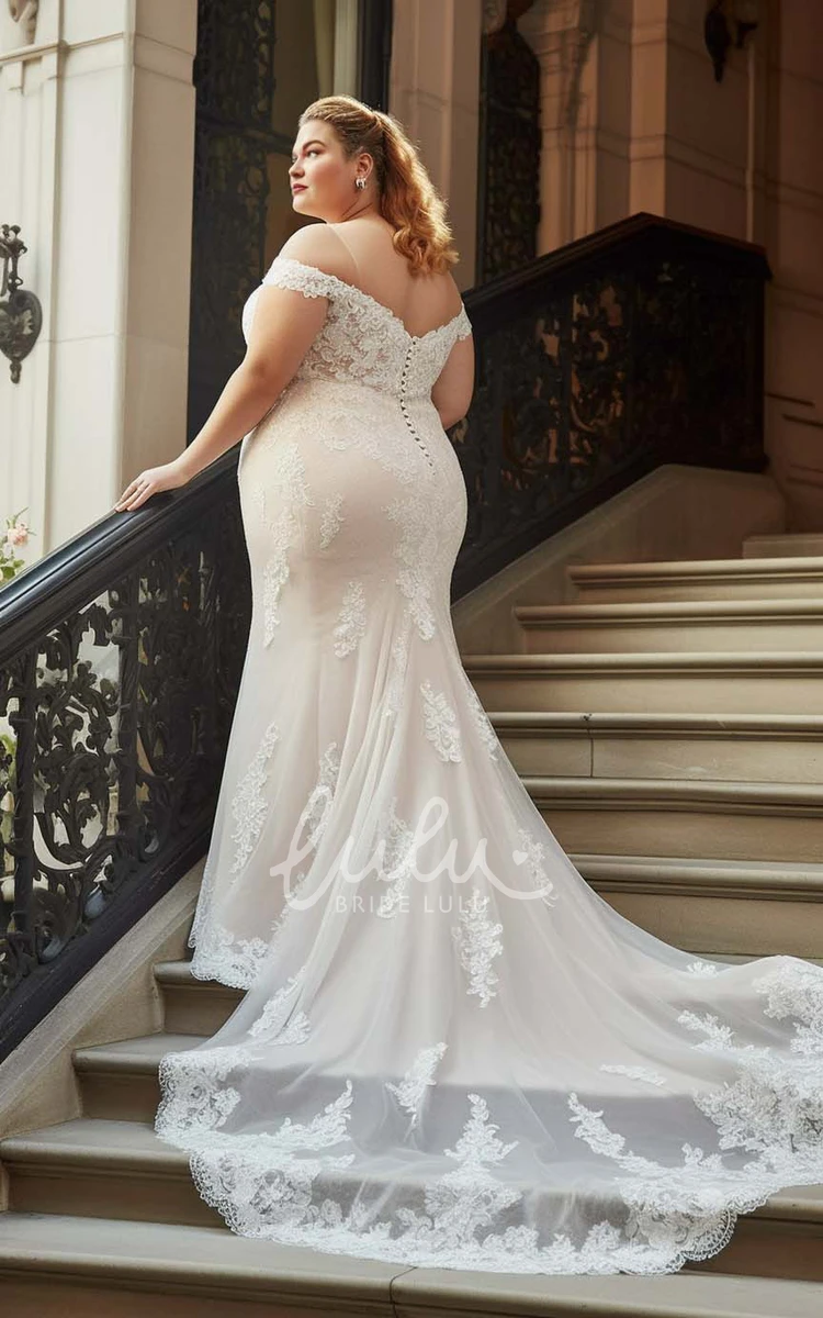 Plus Size Mermaid Lace Tulle Wedding Dress 2024 Sexy Elegant Court Train