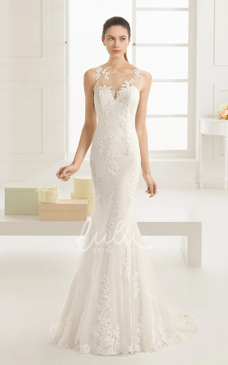 Illusion Back Mermaid Sleeveless Wedding Dress