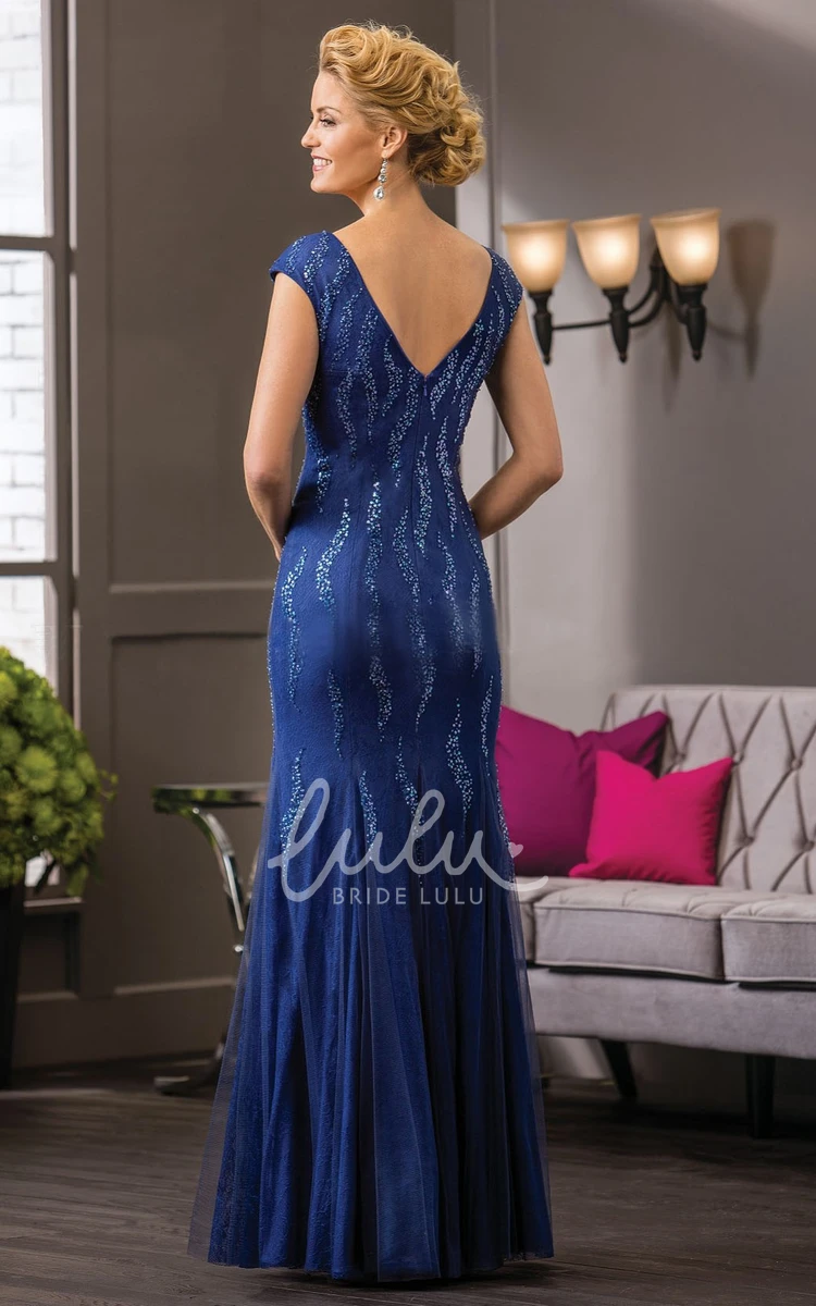 Mermaid V-Neck Mother Of The Bride Dress With Sequins And V-Back Classy Formal Dress