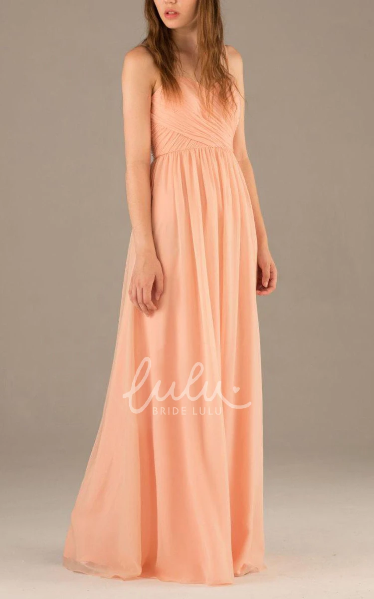 Spaghetti Straps A-line Chiffon Formal Dress with Sweetheart Neckline