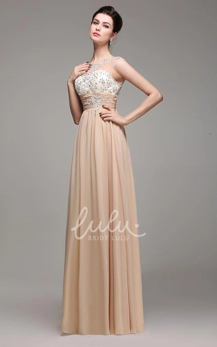 A-line Chiffon Sequin Bridesmaid Dress with Cap Sleeves