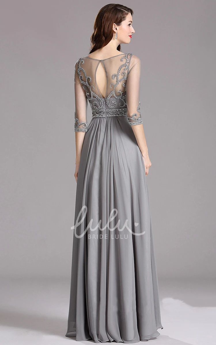 Floor-Length Empire Chiffon Formal Dress with Keyhole Back