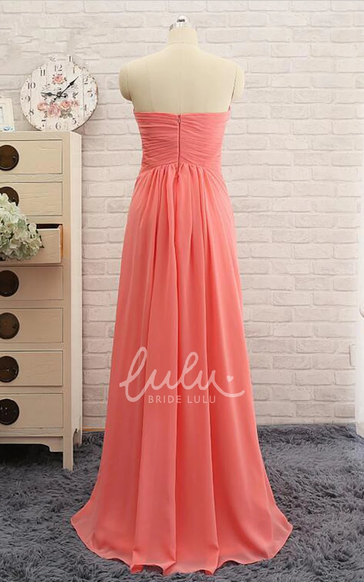 A-line Chiffon Dress with Long Sweetheart Neckline Classy Bridesmaid Dress