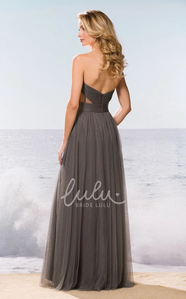 Sweetheart A-Line Tulle Gown With Pleats And Side Cuts Classic Sweetheart A-Line Bridesmaid Dress with Pleats and Side Cuts