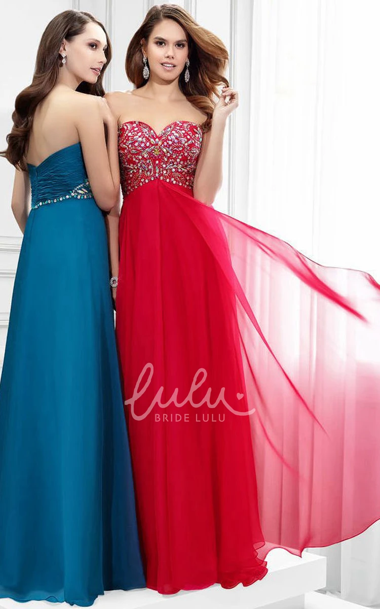 Beaded Chiffon Sweetheart Prom Dress with Empire Waist Elegant Women's Dress