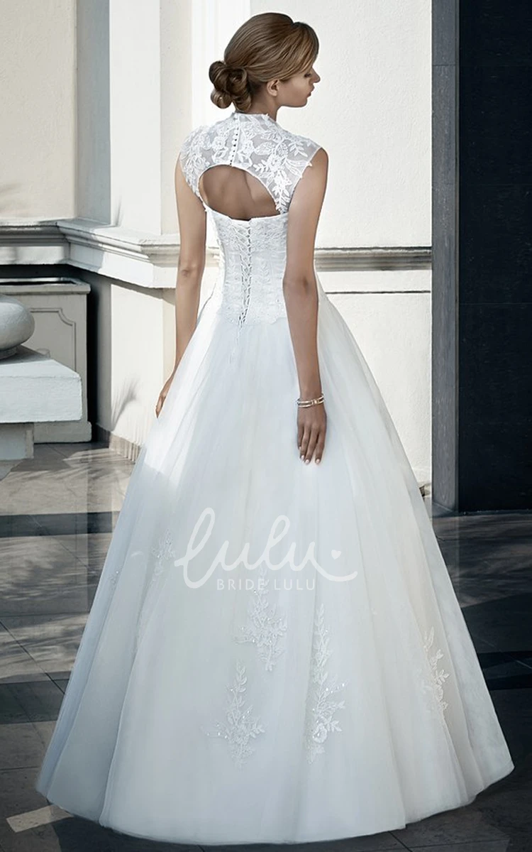 Queen-Anne Lace A-Line Wedding Dress with Applique