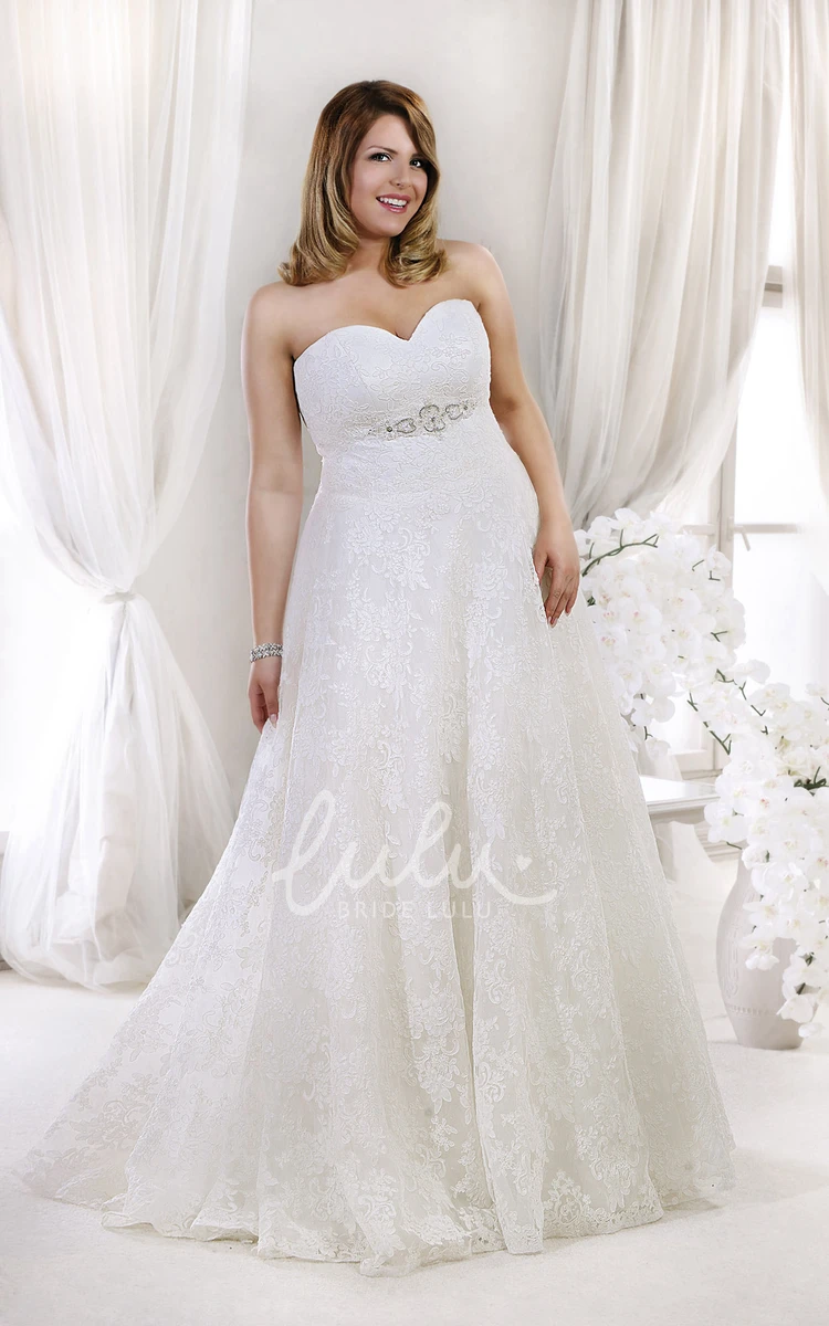 Lace Sweetheart Floor-Length Wedding Dress with Jeweled Waist