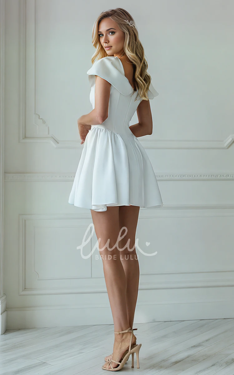 Mini Petite Off-the-shoulder A-Line Sexy Straps Adorable Solid Sleeveless Zipper Back Draping Wedding Dress