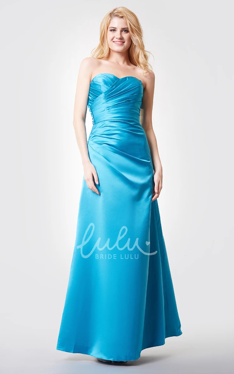 Sweetheart Ruched Backless A-line Satin Dress Simple & Chic