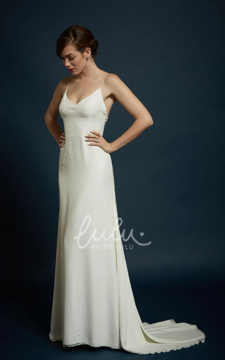 Delicate Strap Bridal Gown with Flare Carmeuse Wedding Dress