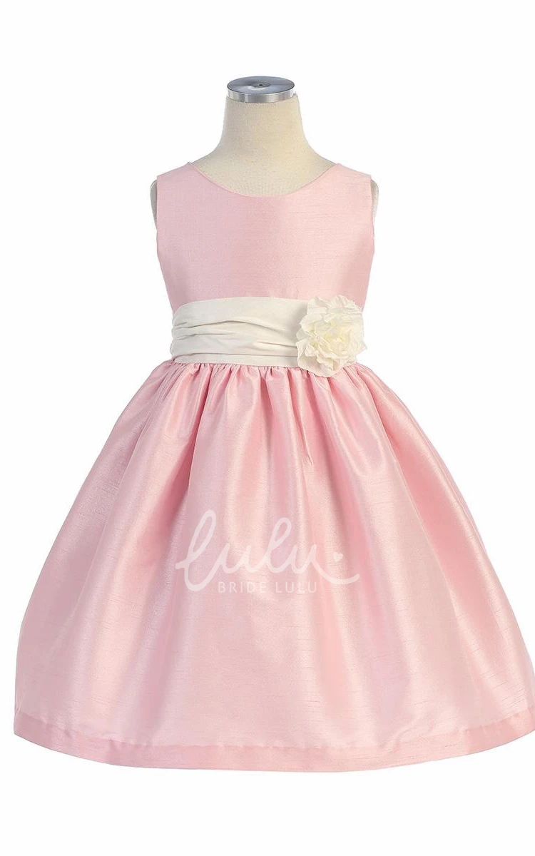 Tiered Tea-Length Flower Girl Dress Prom Dress