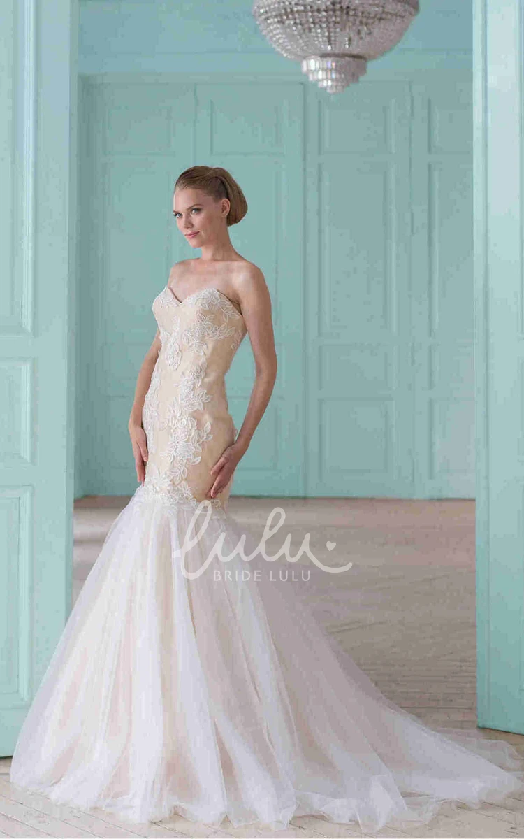 Sweetheart Tulle&Lace Trumpet Wedding Dress with Corset Back Elegant Bridal Gown